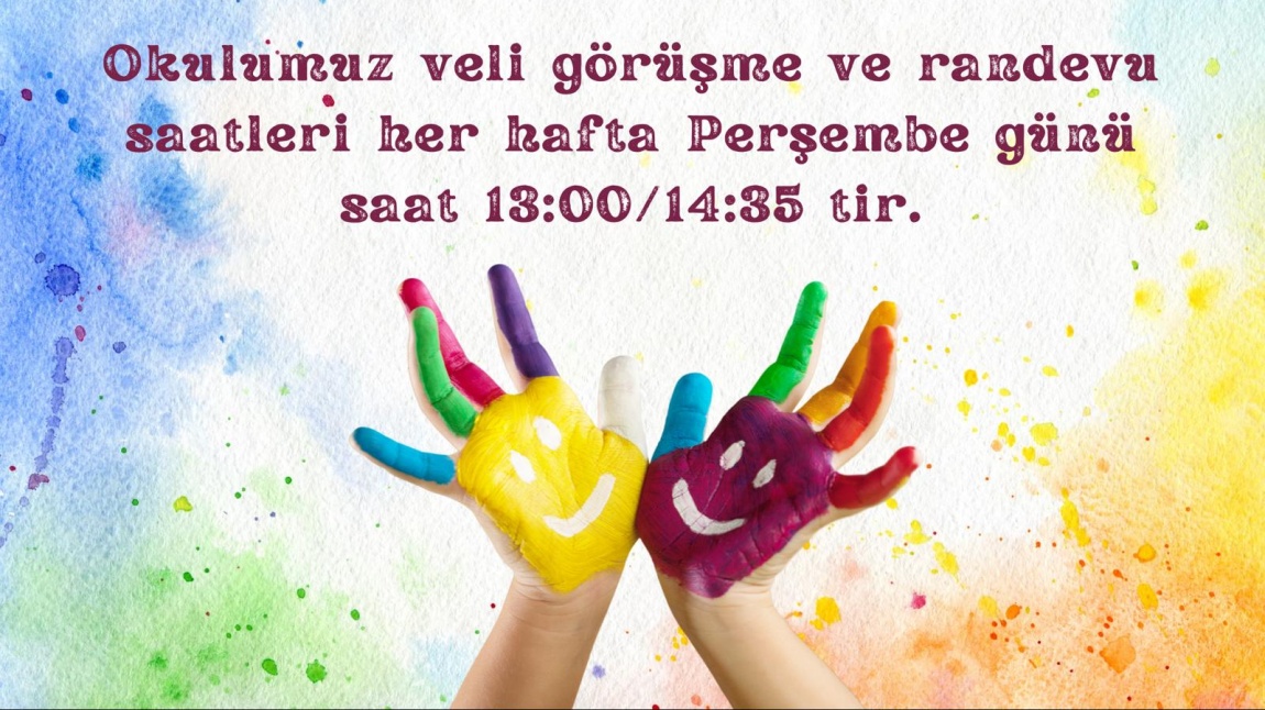 Okulumuz veli görüşme ve randevu  saatleri her hafta perşembe günü saat 13:00/14:35 tir.